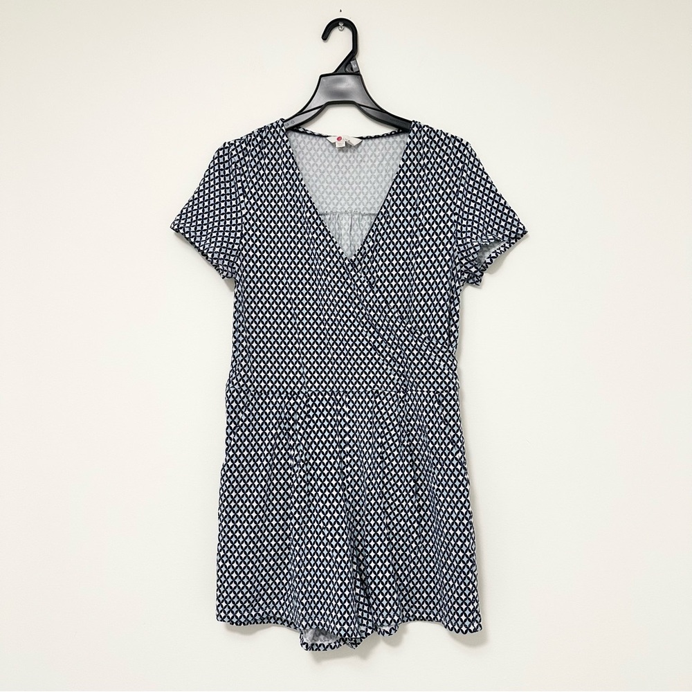 Boden Caroline Jersey Playsuit Women's Blue Geometric Shorts Romper in size 10